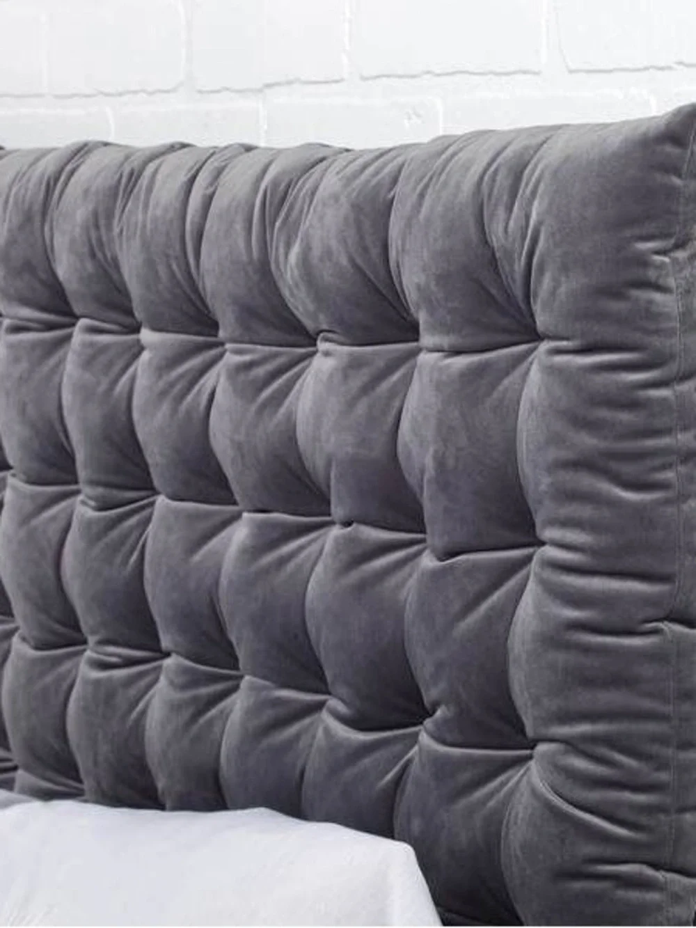 Dormify Grey Tufted Headboard with Matching Bedskirt